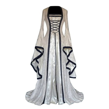 UPPADA Victorian Ball Gown for Women Festival Dress Vintage Maxi Dress Party Retro Dress Lace Up Corset Court Dresses Flare Sleeve Masquerade Floor Length Gothic Dress Prime Of Day Deals Today 2024