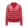 thumbnail image 4 of Gkeoshab Sweaters for Women Women's Long-Sleeve Loose-Fit Round-Neck Sweater for Fall and Winter Red S, 4 of 4