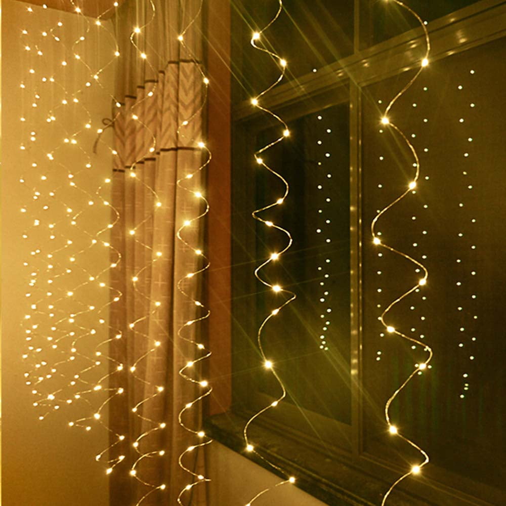 YLHHOME LED Curtain Feathers String Light 3M X 3M/2M/1M 300/200/100LED