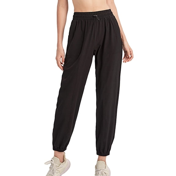SWSMCLT Women's Athletic Pants Quick Dry Jogger Active Workout Plus Size Casual Outdoor Travel Elastic Waist Trousers Cinch Bottom Ankle Pant Lightweight High Waisted Lounge Black XX-Large