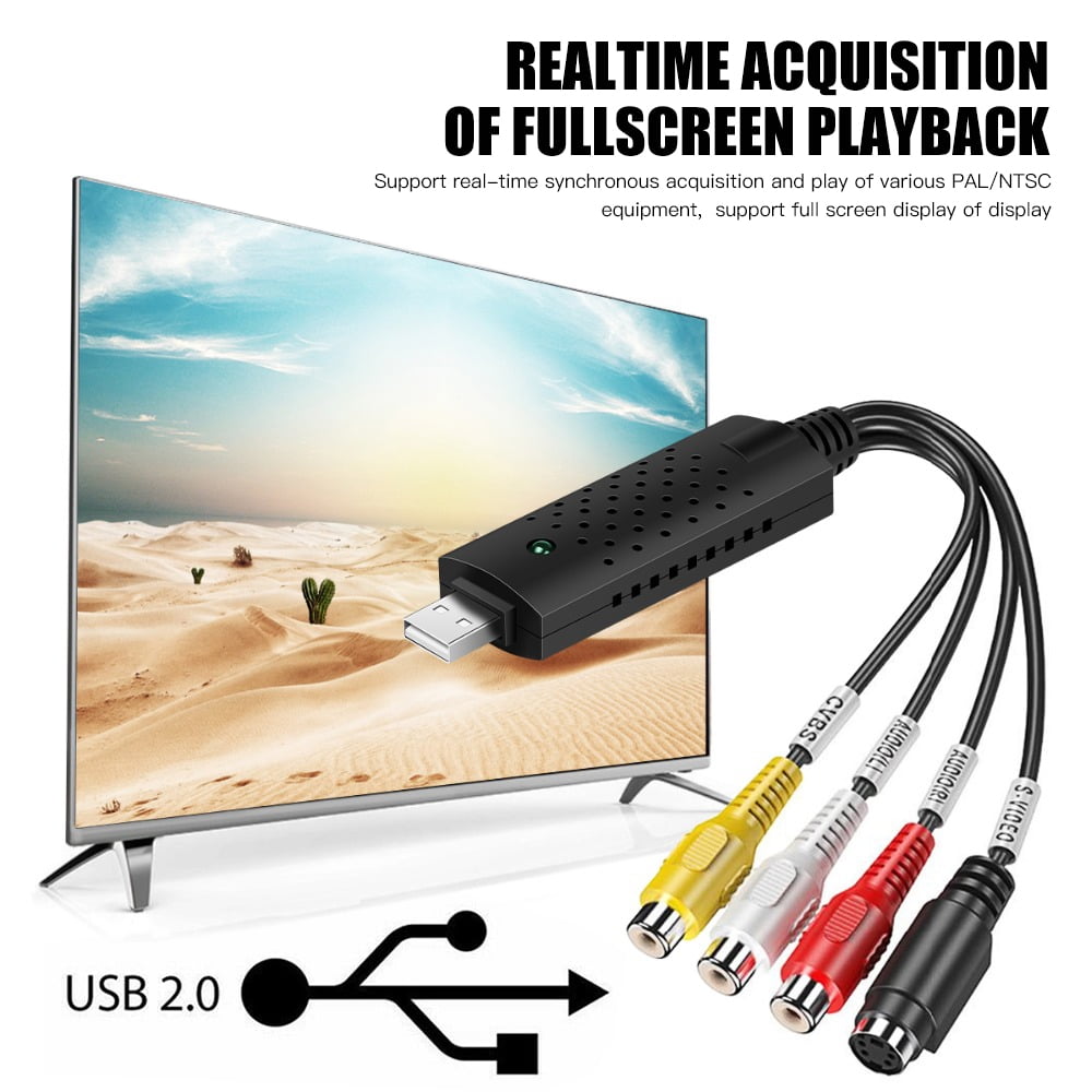 USB 2.0 Video Capture Adapter,VHS VCR USB Video Capture Card to DVD Converter,Support Windows 7