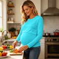 thumbnail image 4 of SBYOJLPB Maternity Tops for Women Solid Color Long Sleeve Round Neck Leisure Pregnancy Clothes Top, 4 of 9