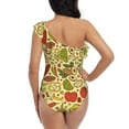 thumbnail image 5 of Sikiie Fruits And Vegetables Print Women One Piece Swimsuits Tummy Control One Shoulder Bathing Suits Ruffle Swimwear, From S to XXL-Large, 5 of 6