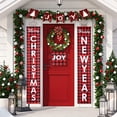 thumbnail image 6 of DEELLEEO 3Pcs Christmas Decorations for Home - Modern Farmhouse Decor - MERRY CHRISTMAS HAPPY NEW YEAR Red Buffalo Check Plaid Porch Signs - Xmas Banners for Outdoor Front Door Living Room Kitchen, 6 of 7
