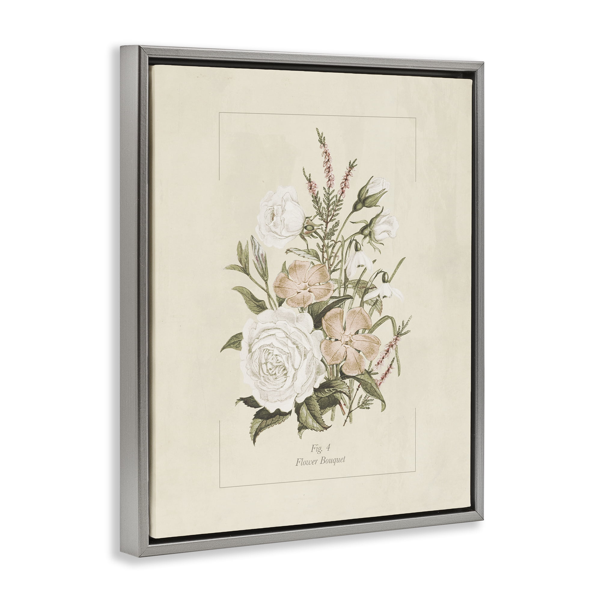 Stupell Industries Neutral & Soft Bouquet Study Gray Framed Floater Canvas Wall Art, design by Dan Meneely