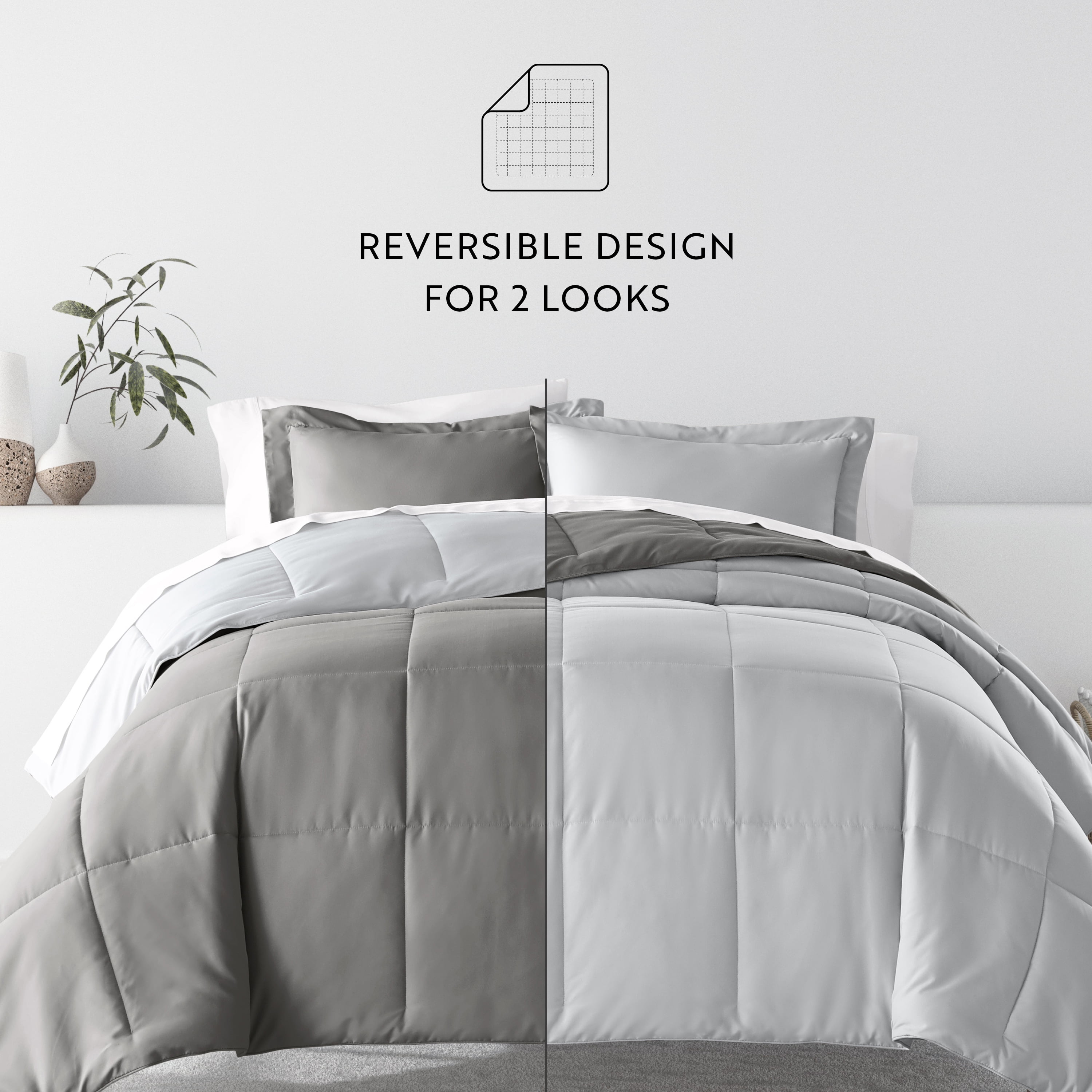 Noble Linens 7 Piece Bedding Bundle, Reversible Comforter and Patterned Sheet Set, California King