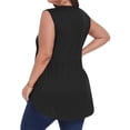 thumbnail image 3 of OutfitShow Women Plus Size Blouse, Casual V Neck Sleeveless Shirt Pleated Button Tunic Top, 3 of 7
