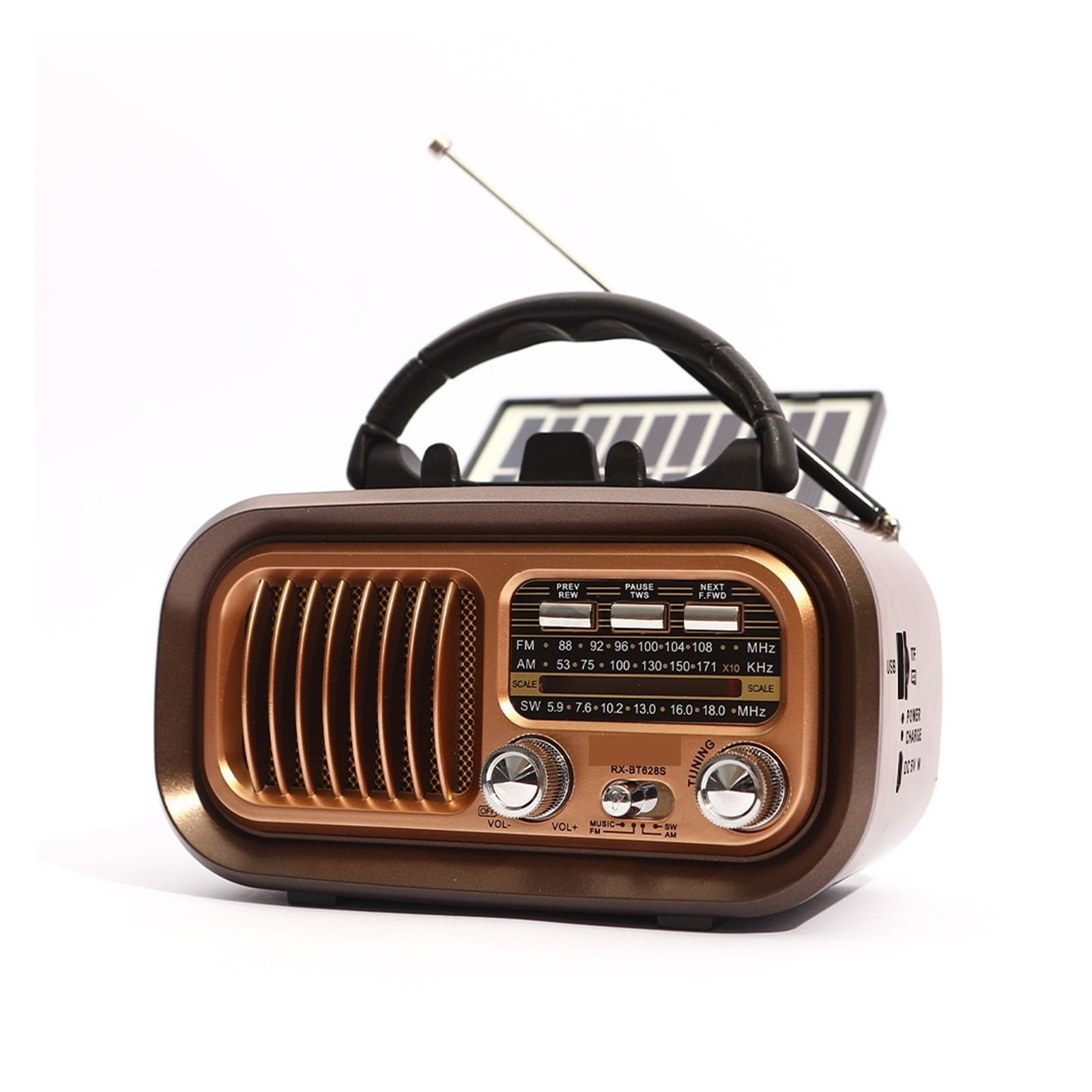 Retro Solar-Powered Portable Multi-Function Radio RX-BT628S With Three Frequency Bands For Outdoor And Emergency Use ,Listen Anytime, Anywhere