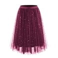thumbnail image 1 of Faldas Largas para las Mujeres de Verano Estrella Impresión en Capas Pastel Malla Lentejuelas Irregular Media Longitud Maxi, 1 of 2