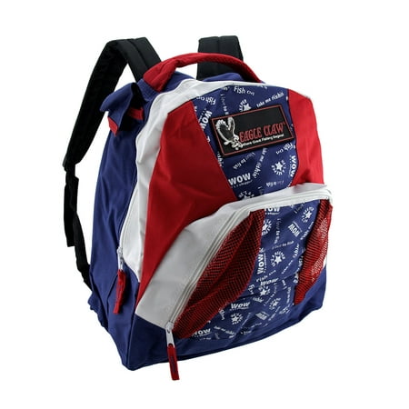 Single Pole Rolling Backpack - Eagle Claw Fishing Fanatic Red White & Blue Youth Backpack