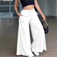 thumbnail image 4 of Women's High Waisted Wide Leg Pants Side Slit Flowy Palazzo Trousers Casual Yoga Yoga Pants, 4 of 6