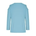 thumbnail image 5 of CFLVAEK Cold Shoulder Tops for Women Loose Fitted 3/4 Sleeve Shirts Basic Solid Color Crewneck Blouses, 5 of 6