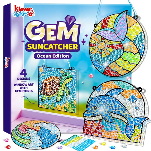 Kit de pintura de gemas Klever Kits Diamond Art para niños de más de 6 años, 4 unidades