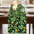 thumbnail image 3 of Table Runners 72 Inches Long Dress Scarves, St. Patrick's Day Farmhouse Kitchen Table Runner, Coffee Tablerunners, Spring Shamrocks Green Love Hats Plants Black 16x72 Inch, 3 of 9