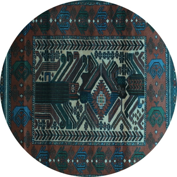 Ahgly Company Indoor Round Persian Light Blue Traditional Area Rugs, 6' Round