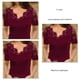 thumbnail image 5 of Camisa de encaje,Blusa de encaje con cuello en V informal para mujer Tops de encaje de moda Estética elegante, 5 of 6