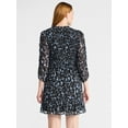 thumbnail image 4 of Time and Tru Women's Smocked Chiffon Mini Dress with Long Sleeves, Sizes XS-XXXL, 4 of 6