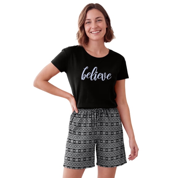 Dreams & Co. Plus Size Print Pajama Shorts