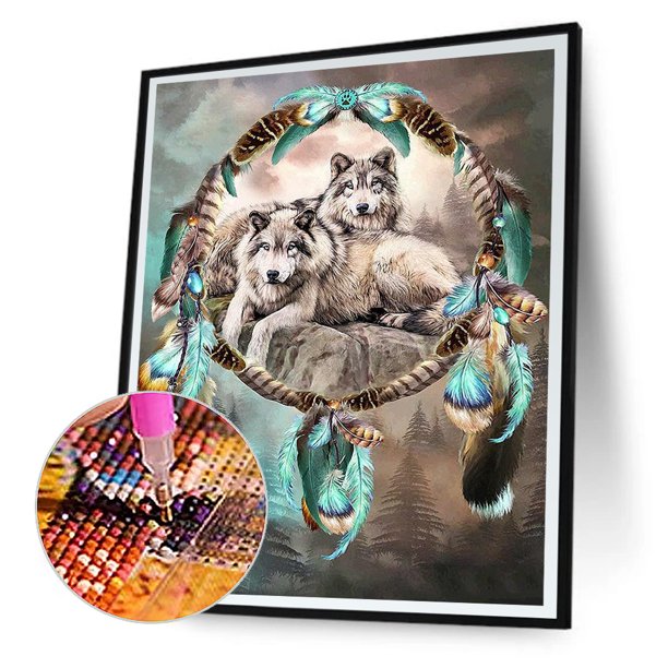 Cuadros Decorativos 5D bricolaje taladro redondo completo diamante pintura lobo Kit decoración del hogar artesanía (V3877) Tmvgtek embutido en tela