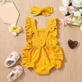 thumbnail image 6 of Siilsaa Bodysuit Baby Girl Baby Girls Bodysuit Print Romper Floral Jumpsuit Summer Clothes Yellow,70, 6 of 6