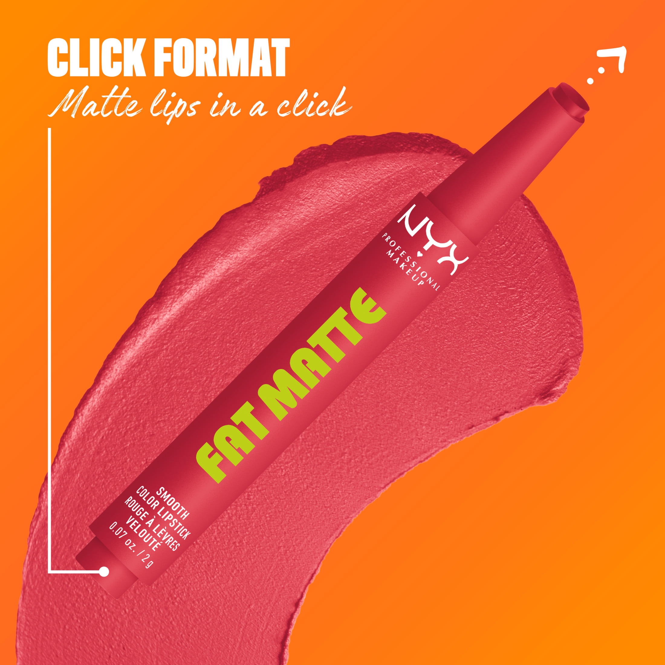 NYX Professional Makeup Fat Matte Lipstick, Smooth Color Long Lasting Lipstick, Flamingo Feather, 0.07 oz