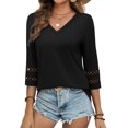 thumbnail image 3 of Blusa XIEERDUO elegante casual con cuello en V y manga 3/4 para mujer, 3 of 6