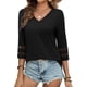 thumbnail image 3 of Blusa XIEERDUO elegante casual con cuello en V y manga 3/4 para mujer, 3 of 6