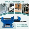 thumbnail image 7 of Cast Iron Cross Slide Drill Press Vise, 6.3 In Max Jaw Opening Compound Vise Cross Slide Mill, 11.4" X 11" X 6" Drill Press for Industrial Drilling, 7 of 7