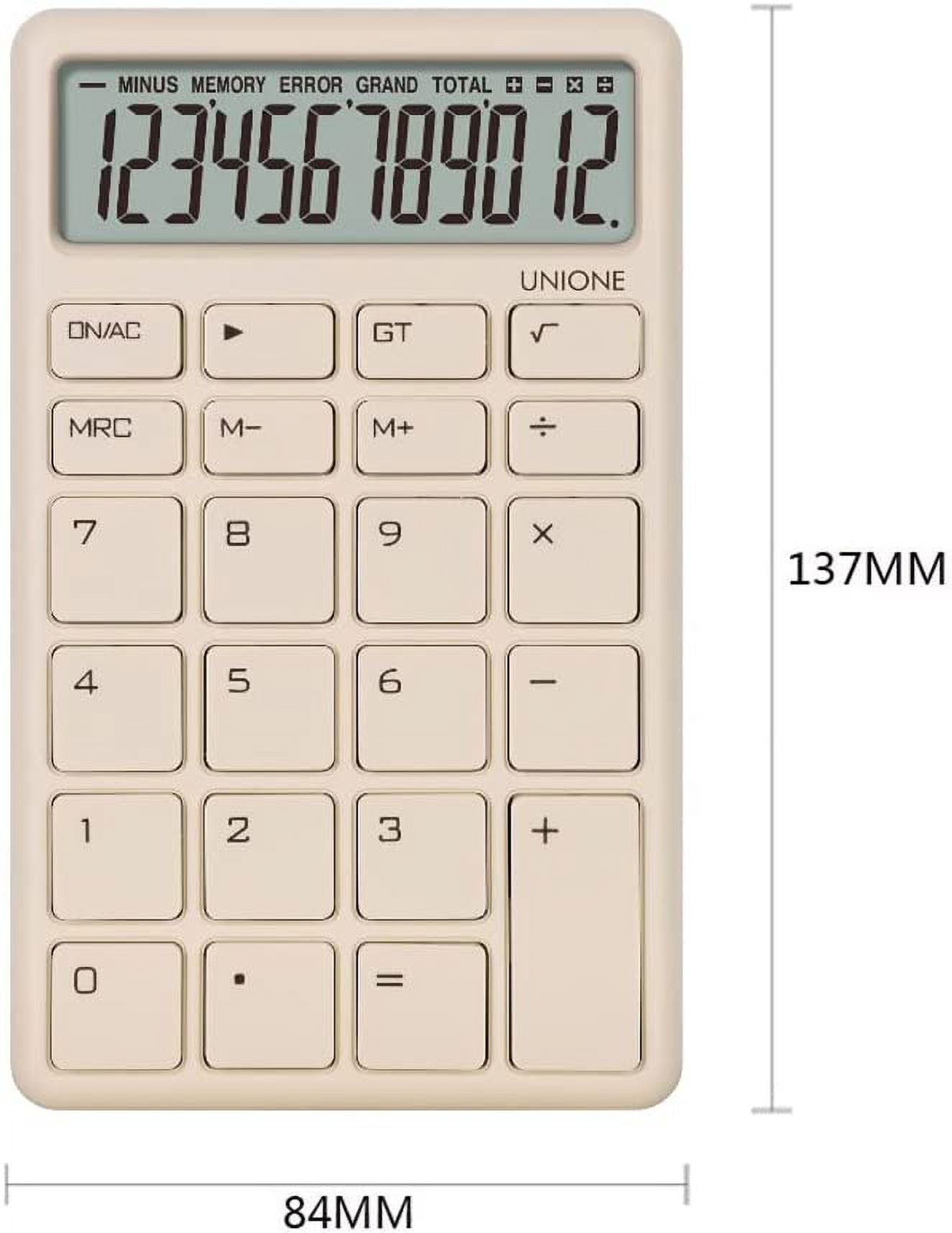 Pocket & Desktop Beige Calculator with a Bright LCD, Dual Power Handheld Desktop. Color. Business, Office, High School