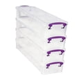 thumbnail image 1 of predolo 4-Piece Storage Box Set: Transparent Design, Stackable, Lockable, Multi-purpose, Purple, 1 of 8