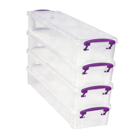 Elodie 4x Clear Storage Bins Stylish Storage Containers for Living Room Office Home Purple