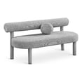 thumbnail image 1 of Meridian Furniture Parlor Grey Boucle Fabric Bench, 1 of 16
