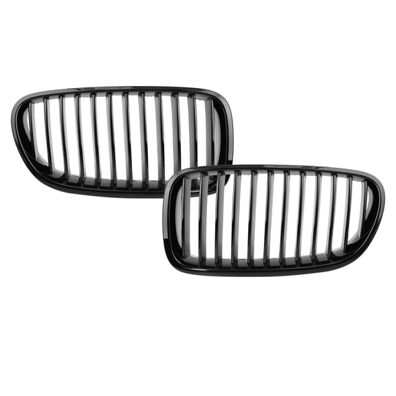 Unique Bargains Pair Glossy Black Car Front Kidney Grille for BMW