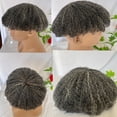 thumbnail image 6 of Toupee For Men Human Hair Men Wigs Hairstyles 360 Men Wave Swiss Full Lace Toupee 1B50 Grey Hair 8x10inch Hair System Kinky Cruly, 6 of 6