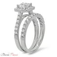 thumbnail image 5 of 2.01 ct Princess Cut Real Genuine Natural Diamond SI1-SI2 G-H 18K White Gold Halo Engagement Wedding Bridal Set Designer Ring bW/ Set W/ Crystal side stones size 4.5, 5 of 7