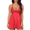 thumbnail image 3 of Ropa de dormir de encaje Lencería para mujer Conjunto de ropa interior de camisón con correa para niña, Rojo vino, xxL sidaley XX000068-35, 3 of 7