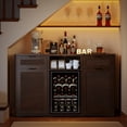 thumbnail image 6 of AHB Wine Bar Cabinet with Mini Fridge Space and Hidden Trash Storage, Coffee Bar Sideboard for Kitchen, Dining Room, 60.55"W x 19.69"D x 36.65"H, Coffee, 6 of 10