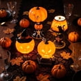 thumbnail image 3 of Vintage Stained Glass Halloween Lamp Set Pumpkin Witch Hat, USB LED Gothic Table Decor for Mantel Shelf Entryway Display, 3 of 8