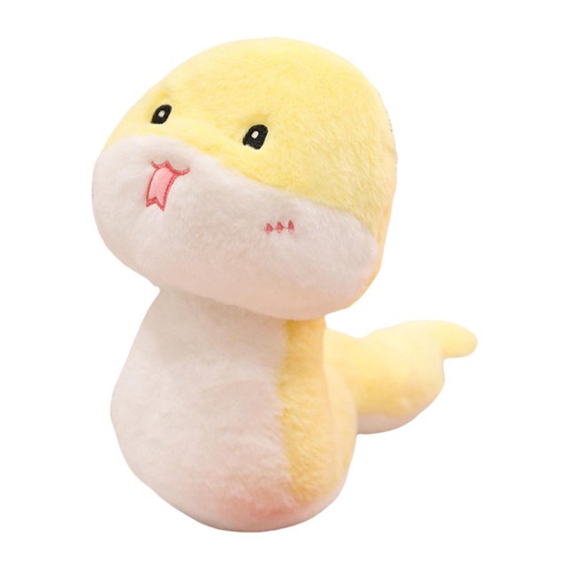 Serpiente de peluche realista para niños, ideal para festivales de primavera. amarillo 38cm