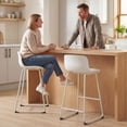 thumbnail image 2 of HOMCOM Modern Bar Stools Set of 2, PU Leather Upholstered Barstools, White, 2 of 10