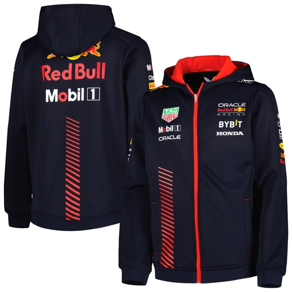 Youth Castore Navy Red Bull Racing Junior Full-Zip Hoodie