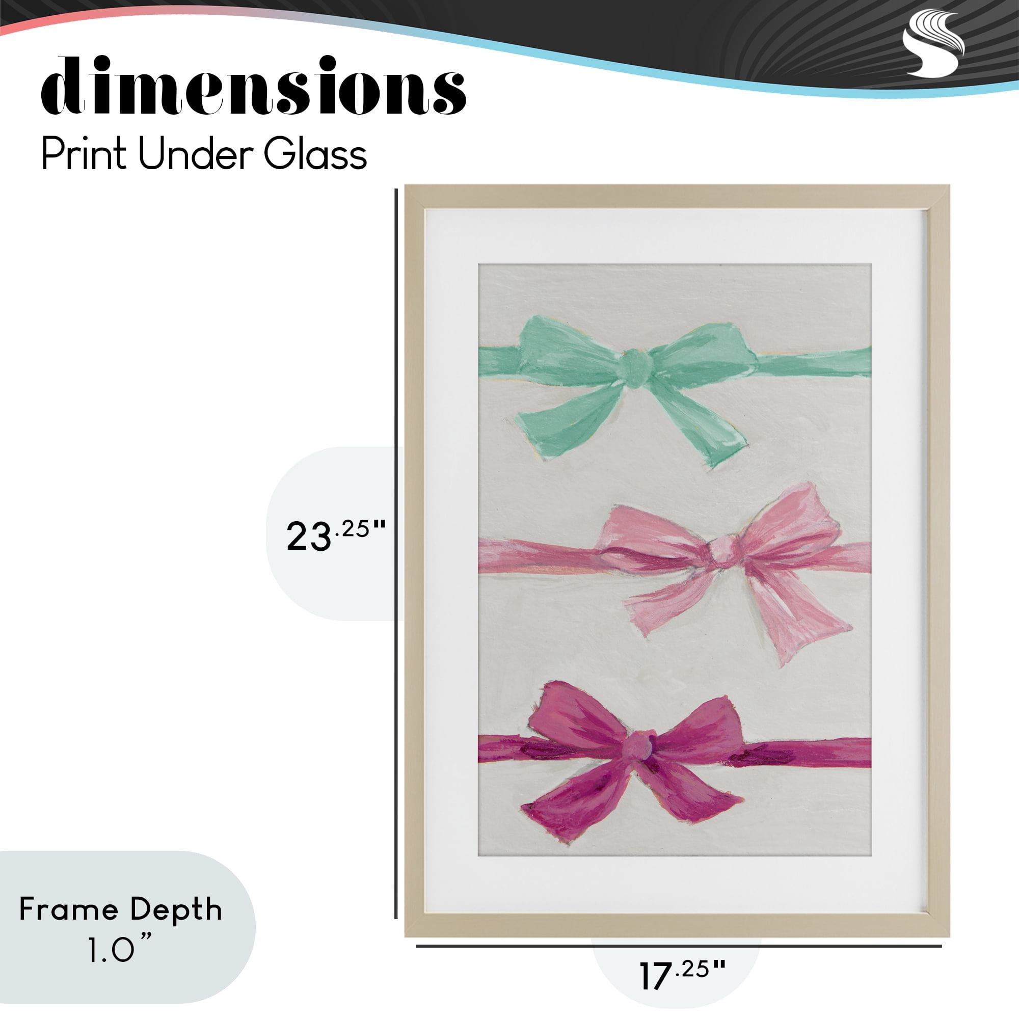 Stupell Industries Ribbon Bows Trio Birch Framed Print Under Glass, design by Lanie Loreth