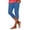 Blue, variant on cocolona Capri Leggings for Women Summer Workout Casual Lace Mid Waisted Stretch Tights Beach Vacation Yoga Pants with Pockets