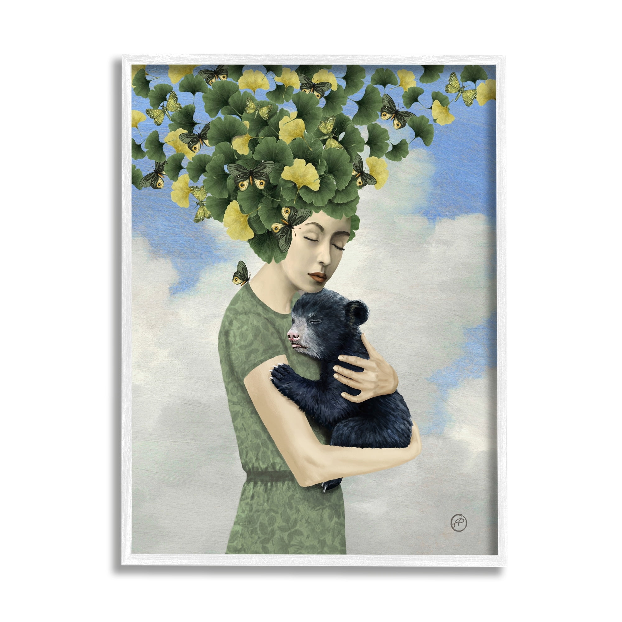 Stupell Industries Surreal Mother Earth Hair Vines Hugging Bear Cub ,24 x 30, Design by Paula Belle Flores
