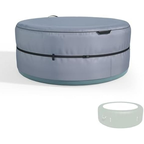 Portable Hot tub Cover, Inflatable Hot tub Full Coverage - Waterproof, Sun Protection, dust Proof, Suitable for 85 "Portable Outdoor spa, Round(Gray, Cover only)