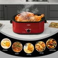 thumbnail image 3 of Sunvivi 26 Quart Electric Turkey Roaster Oven with Visible Glass Lid,Removable Pan & Rack, Stainless Steel, Red, 3 of 8