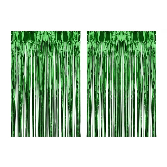 2 Pcs Rideaux à Franges en Feuille Décoration pour Célébration Fête Spectacle Vert