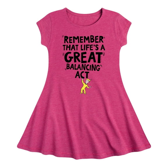 Dr. Seuss - Life Great Balancing Act - Girls Fit And Flare Cap Sleeve Dress
