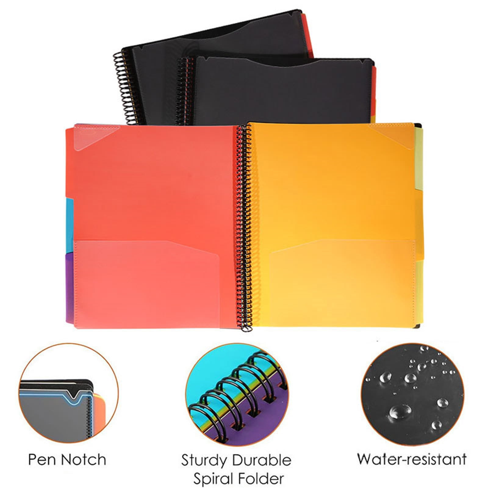 1 Pc Spiral Project Organizer, 6 Pocket Folder Organizer, Hardcover Project Organizer with Tabs, Water-Resistant Multi Pocket Folder for Office, Sheet Music & Project Docs, 11.61x10.43 inch