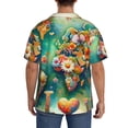 thumbnail image 3 of Gukieu Colorful World Map Print Men's Short-sleeved Shirts, Button-down Pocket Shirts, T-shirts, Beach Vacation Travel Summer Clothing-Large, 3 of 5